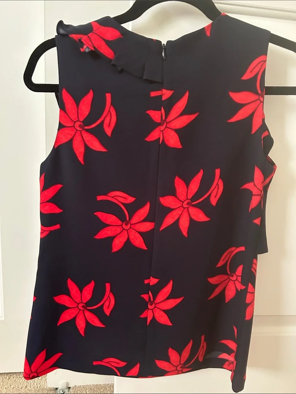 Banana Republic Navy Sleeveless Camisole with Red Floral Motif